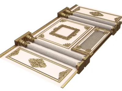 Boiserie Classic Wall Panels Collection 0202 Low-poly 3D model