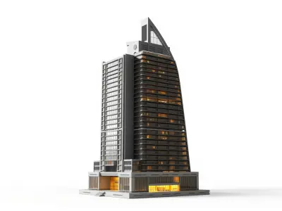Futuristic Skyscraper Architectural Model Low-poly 3D model