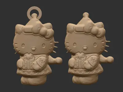 kitty christmas decor  3D print model