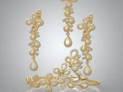 My Ring Bracelet Earring and Pendant Set 3D printable model 0001 3D print model