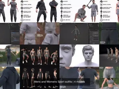 Mens and Womens Sport outfits 3D Model Collection