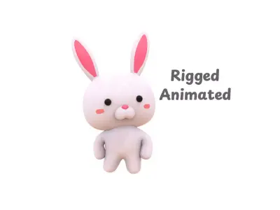 Chubby Rabbit Animated for Games Low-poly 3D model