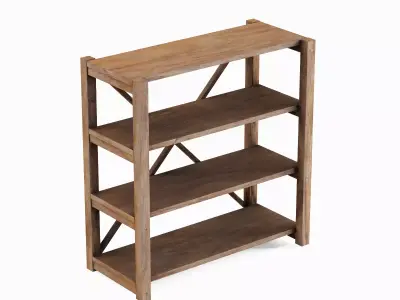 Wide Pottery Shelf 05 Low-poly 3D model