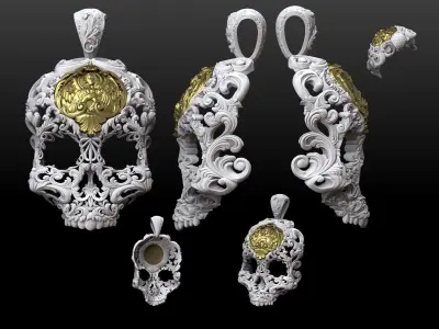 Skull ornamental  pendant jewelry 3D print model