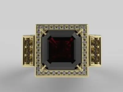 Man garnet ring Free 3D print model