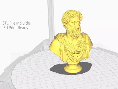 Bust of Marcus Aurelius  Game Ready STL 3D Print Ready   Low-poly 3D model