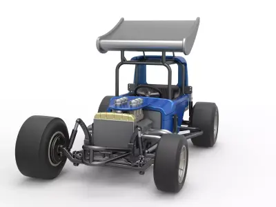 Vintage Winged Supermodified stock car Version 2 Scale 1 to 25 3D print model