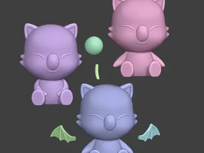 Moogle Chibi 3 Models Final Fantasy Fanart 3D print model