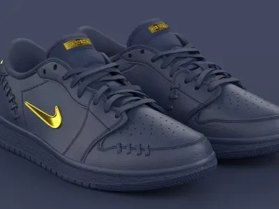 Air Jordan 1 Low Method of Make Midnight Navy Metallic Gold Low-poly 3D model