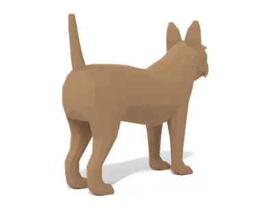 Low Poly Cartoon Yorkshire Terrier Dog Low-poly 3D model
