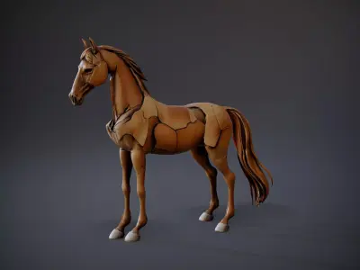 Bronze Mechanic Horse model pack Low-poly 3D model