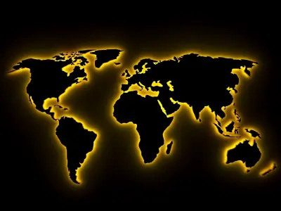 3D model of world map wall decoration with light 3D model