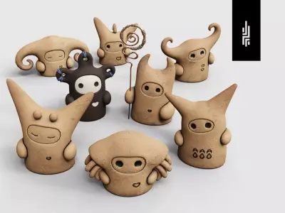 Tribu Figurines Low-poly 3D model