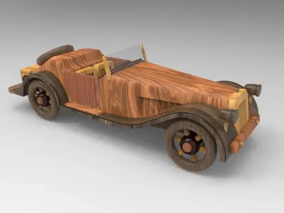 Roadster Wooden Toy Free 3D model