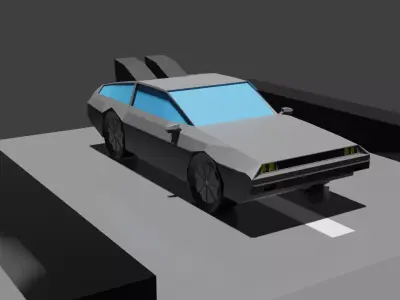 DeLorean Low poly back to future car Low-poly 3D model
