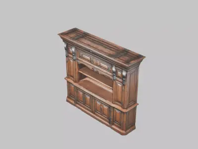 Medieval Wooden Cabinet Low-poly 3D model