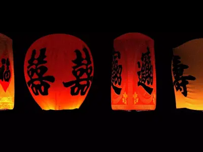 Chinese red sky lantern  Low-poly 3D model purchase