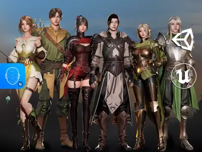 MMORPG Archers - Medieval Fantasy Modular Character Bundle 3D Model Collection