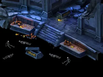 Stone Tomb Map - Wall Table Candles 03 3D model