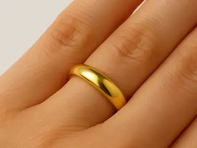 Wedding Gold Ring 3D Model  Realistic Jewelry 3D print model