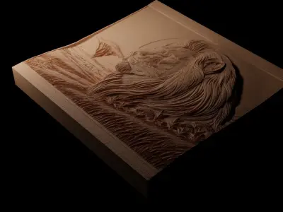 Lion On African Savannah CNC 3d Print High Relief Sand Casting 3D print model