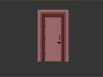 Wooden Door with Full Glass Frame Low-poly 3D model Free low-poly 3D model