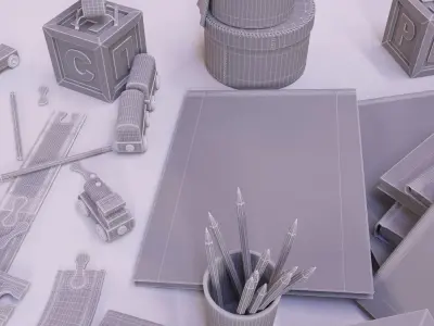 Toy Set corona way wooden 3D model