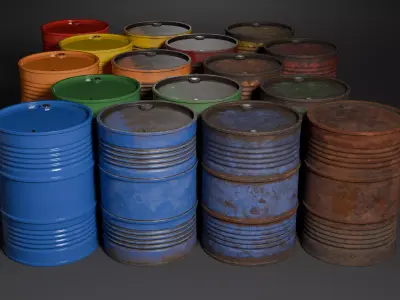 Oil Drum low-poly with LOD Low-poly 3D model