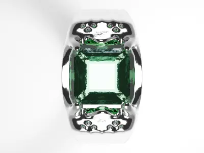 Emerald Signet Ring Low-poly 3D model