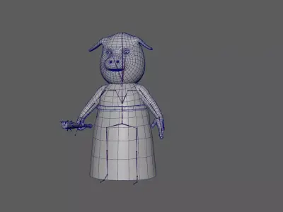 Piggy 3D Model  Rigged Textured Horror Character Maya Low-poly 3D model