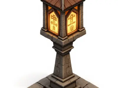 medieval urban stone lantern 7 3D print model