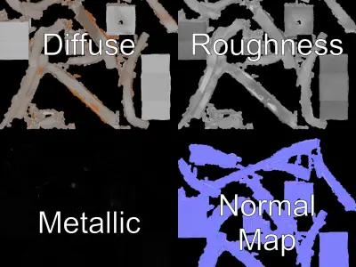 Modern Abstract Metal Sculpture Model Pack Low-poly 3D model