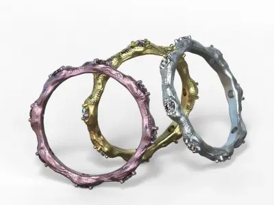  Organic shaped Jewellery Diamond Ring 3D print model