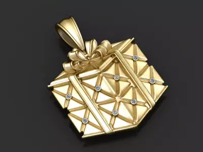 gold gift box pendant 3d priontable moderl  3D print model