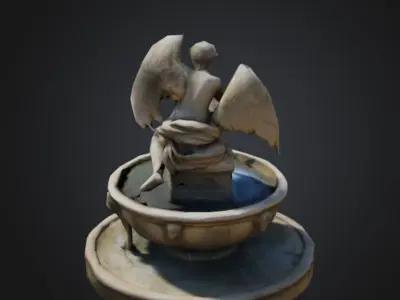 Angel Fountain Low Poly 3D model