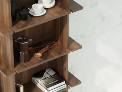 Scandinavian Shelving Walnut Low-poly 3D model