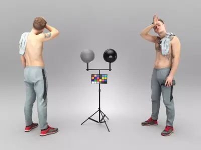 Shirtless young man with towel 380 Low-poly 3D model