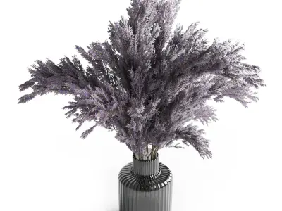 bouquet dry lavender vase glass Low-poly 3D model