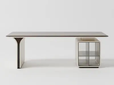 Modern Wood and plastic desk 3D model 3D model