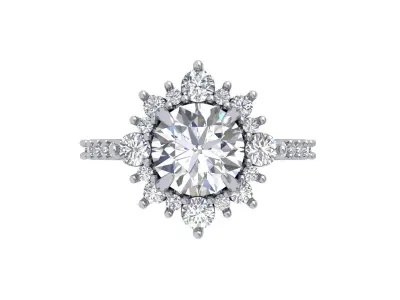 Solitaire Engagement Ring 3D print model 13