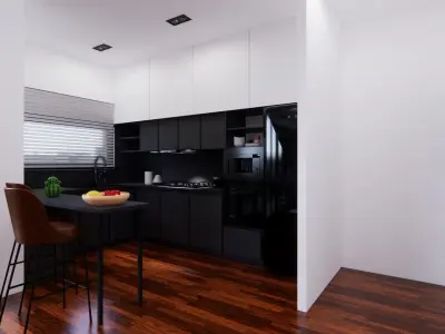 2 BEDROOM APARTMENT including open kitchen and bathroom 3D model