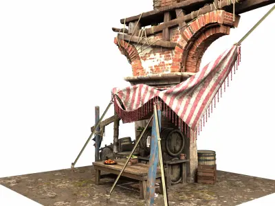 Medieval Market Scene 3D model
