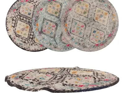Round Rug Set 133 3D model