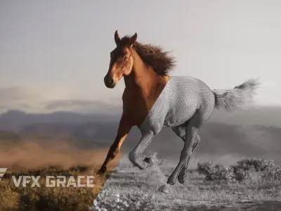 Brown Horse Animation   VFX Grace 3D model