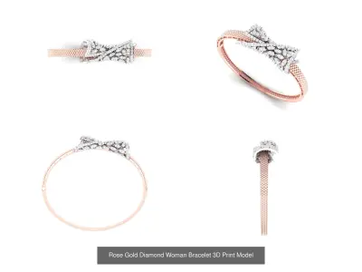 Rose Gold Diamond Woman Bracelets 3D Print Model 3D Model Collection