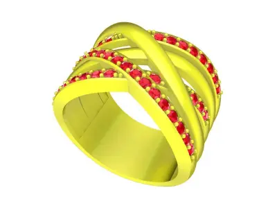 Luxury Crossover Multi Band Pave Ring for Women 5668 3D print model