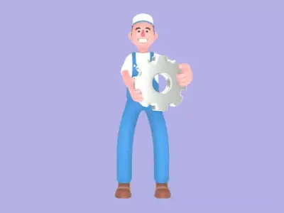 Stylized 3D Male Mechanic Character - Cartoon Tire Service 3D model