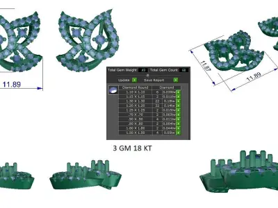 Women Earrings 3dm STL OBJ FBX Renders Details 3D print model 17