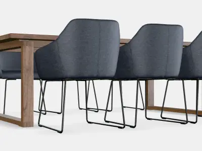 MORBYLANGA - TOSSBERG Table and 6 armchairs Low-poly 3D model