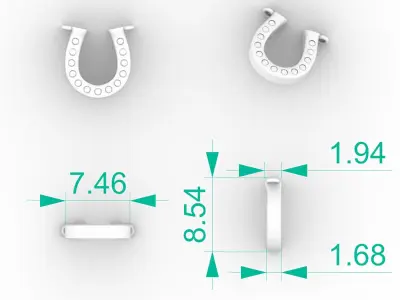 Diamond Horseshoe Necklace 3D print model
